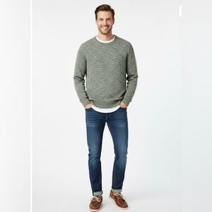 J. Crew NWT Men's XL Two-Tone Green White Marled Slub Cotton Sweater